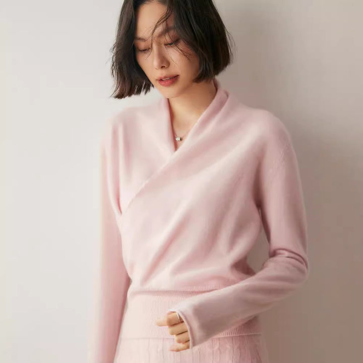 Women's knit sweater with V-neck