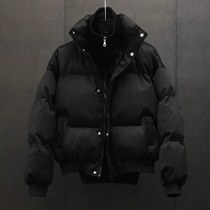 Men's winter jacket, stand collar, lined, short