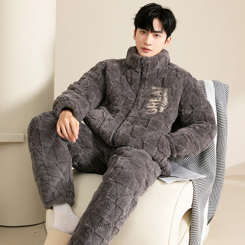 Warmer men's pajamas, padded, for winter