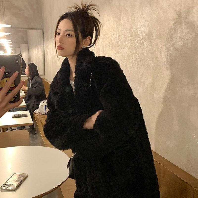 Teddy-Coat, black, lined, ladies