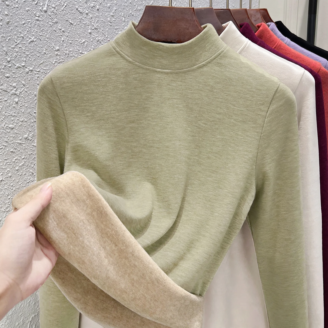 Women's thermal undershirt, high collar, lined