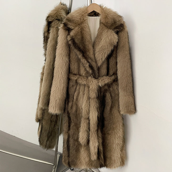 Long women's faux fur coat, lined
