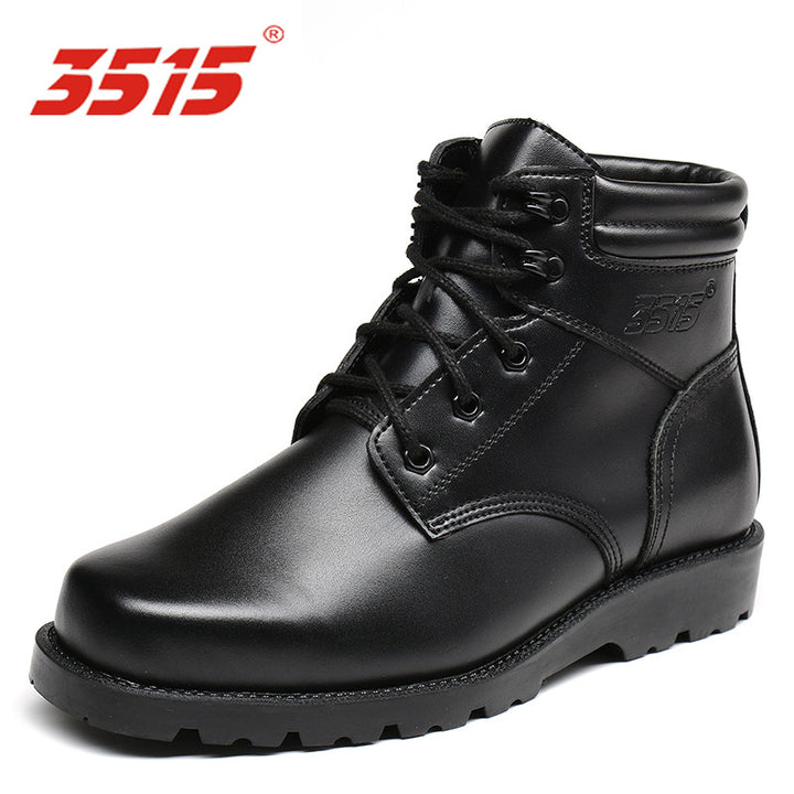 Men's winter boots made of genuine leather with lambskin lining