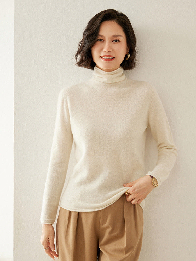 Cashmere sweater with roll neck