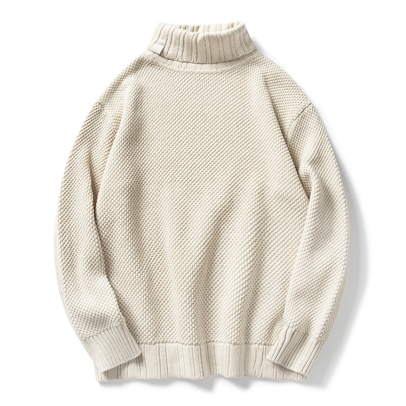 Men's knitted sweater with roll neck in retro style