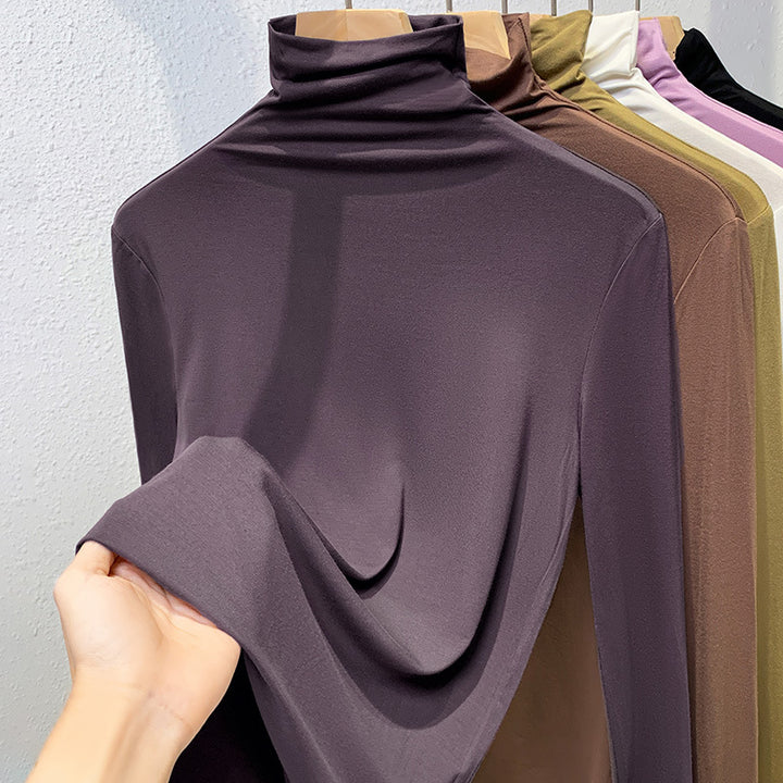 Women’s Long Sleeve Turtleneck Shirt, Ribbed and Elastic