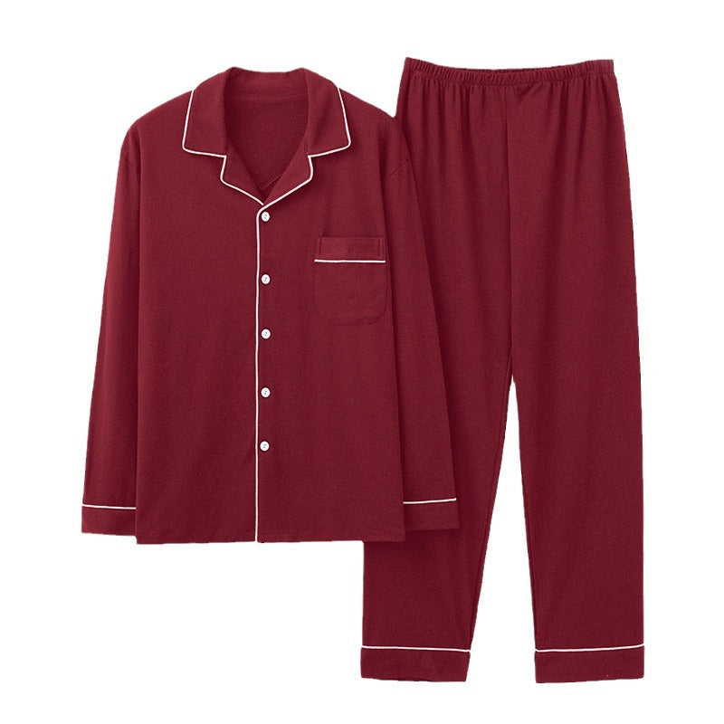 Men's Pajama Set, Cotton, Long Sleeve, Simple