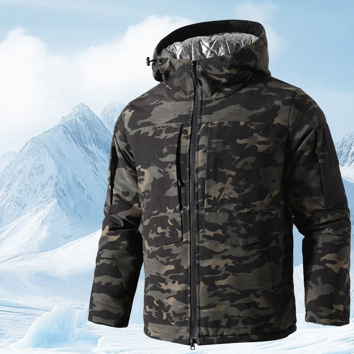 Men's winter jacket, graphene insulation, water-repellent, camouflage