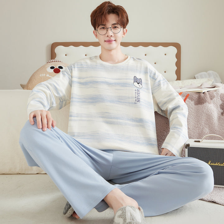 Men's Pajama Set, Cotton, Long Sleeve, Plus Size