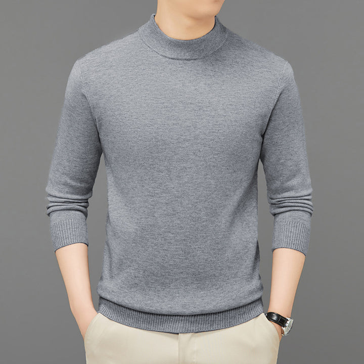 Men's knitted sweater with stand-up collar