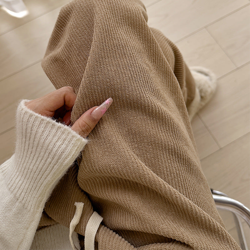 Casual cord pants with drawstring