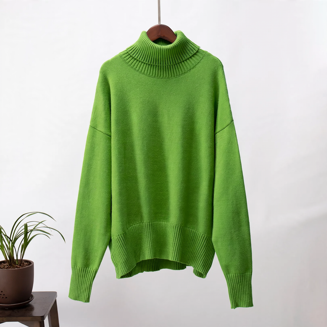 More elegant, loose women's turtleneck sweater