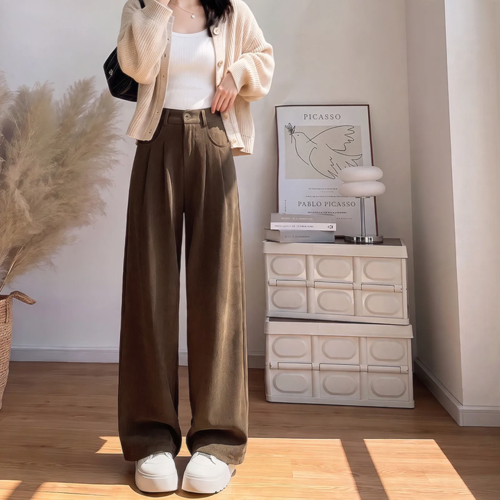 Elegant corduroy suit trousers with wide leg