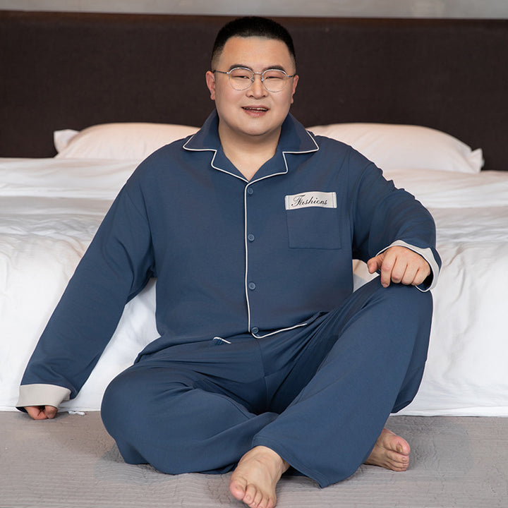 Men's Pajama Set, 100% Cotton, Long Sleeve, Plus Sizes