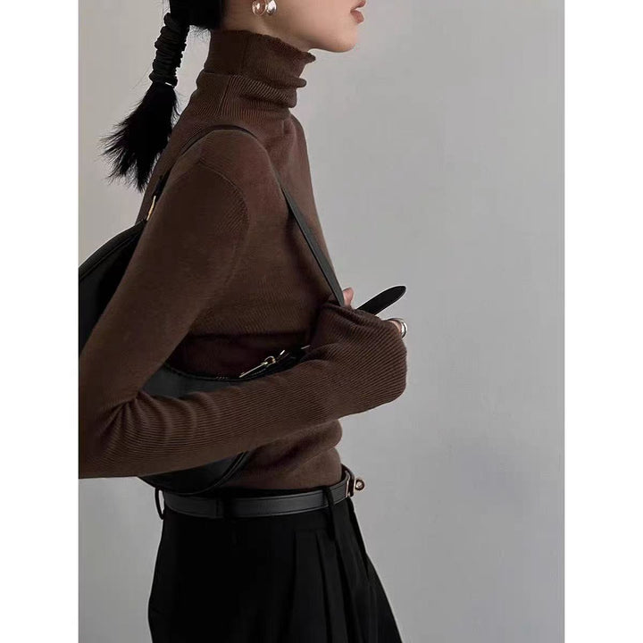 Women's cashmere wool sweater, thin, stand-up collar