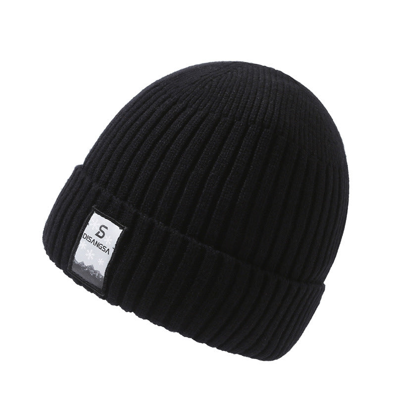 Men's knitted hat, lined, windproof, for winter