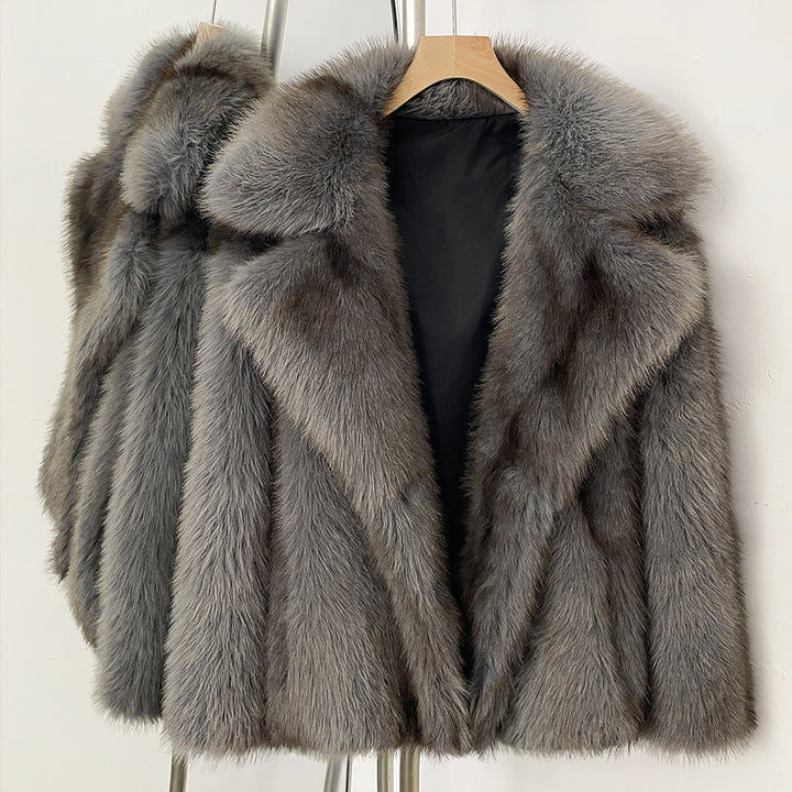 Women’s fur coat, medium length, artificial fur, winter
