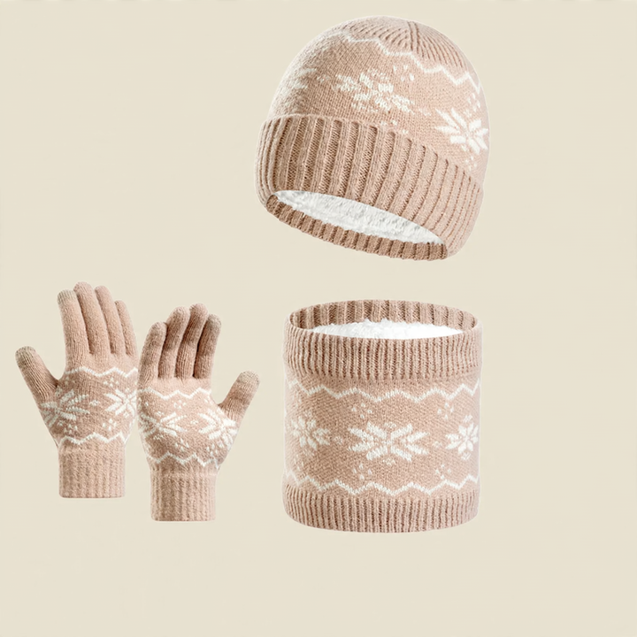 Winter Knit Set: Touchscreen Gloves, Beanie and Scarf