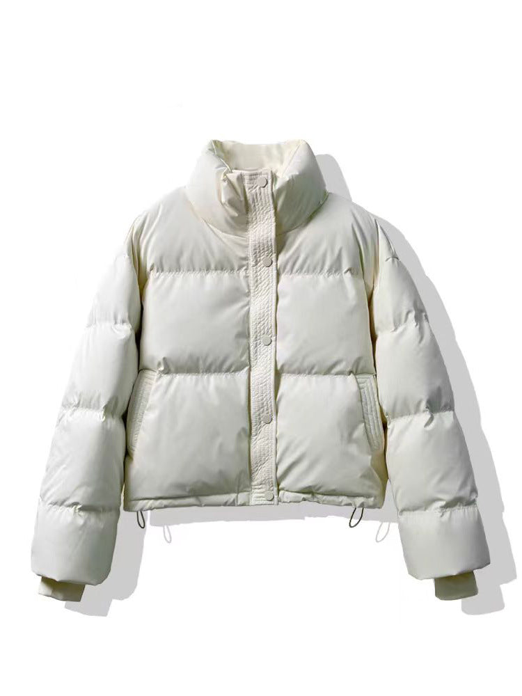 Short, loose women's winter jacket in modern style
