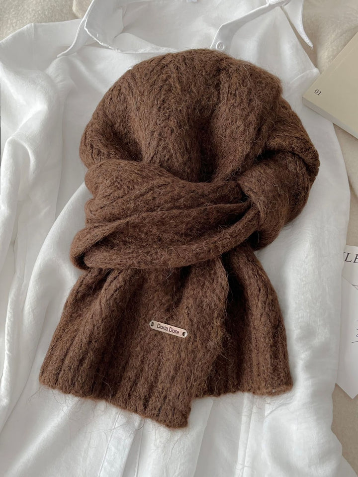 Alpaca wool scarf, solid color, 24x165cm