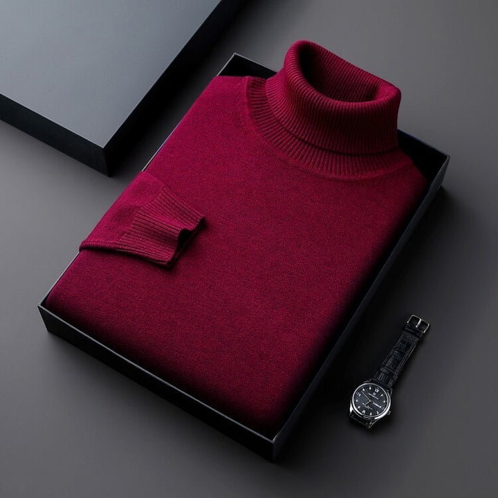 Men's turtleneck sweater, solid color, thick and loose