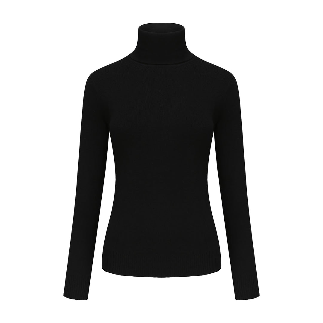 Women's turtleneck sweater, knitted, solid color