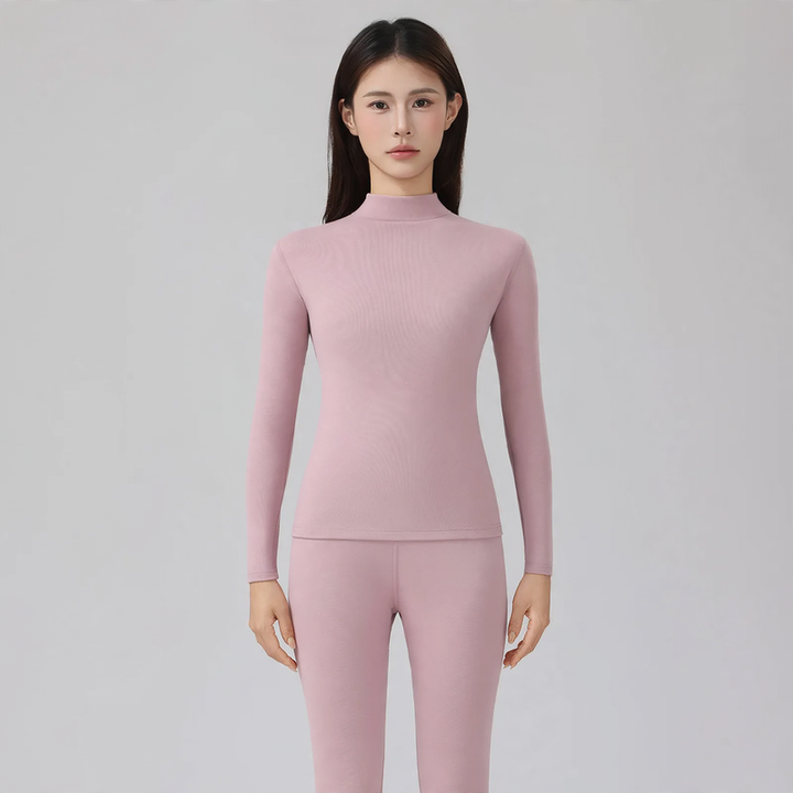 Thermal underwear set with stand-up collar, padded