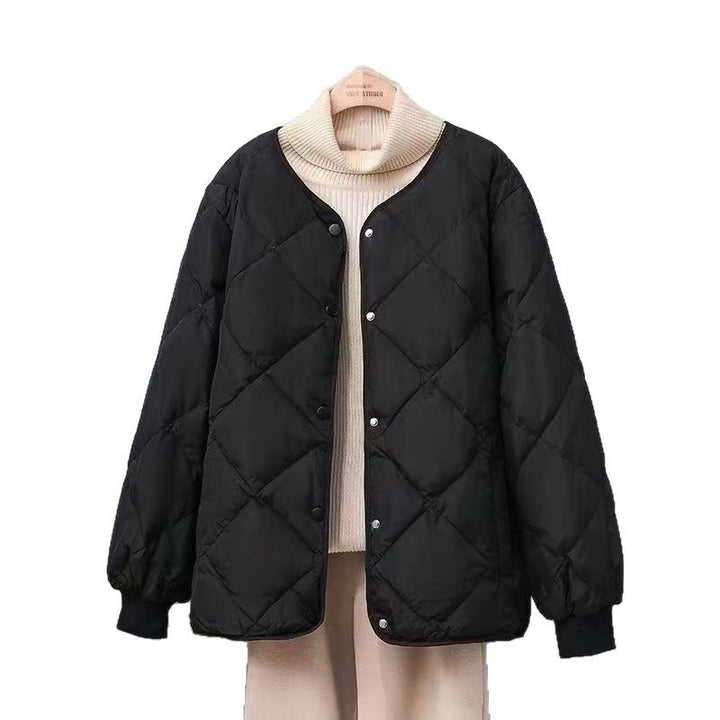Light women's quilted jacket with diamond pattern