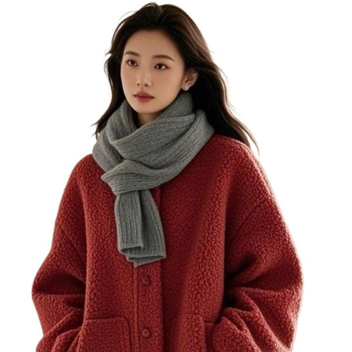 Lambswool Coat for Women, Loose Fit