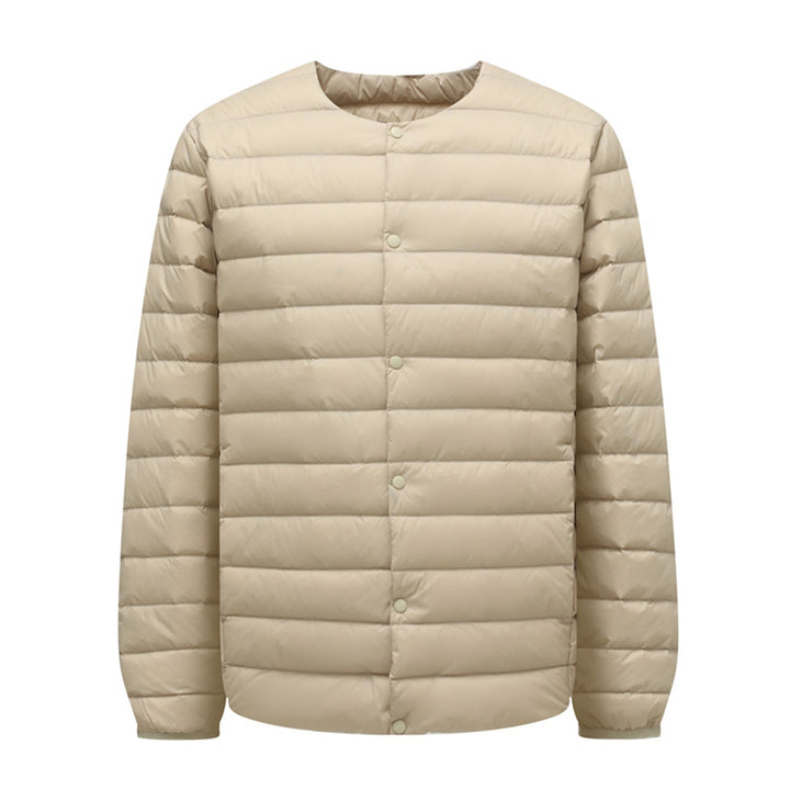Unisex down jacket, lightweight, with adjustable neckline