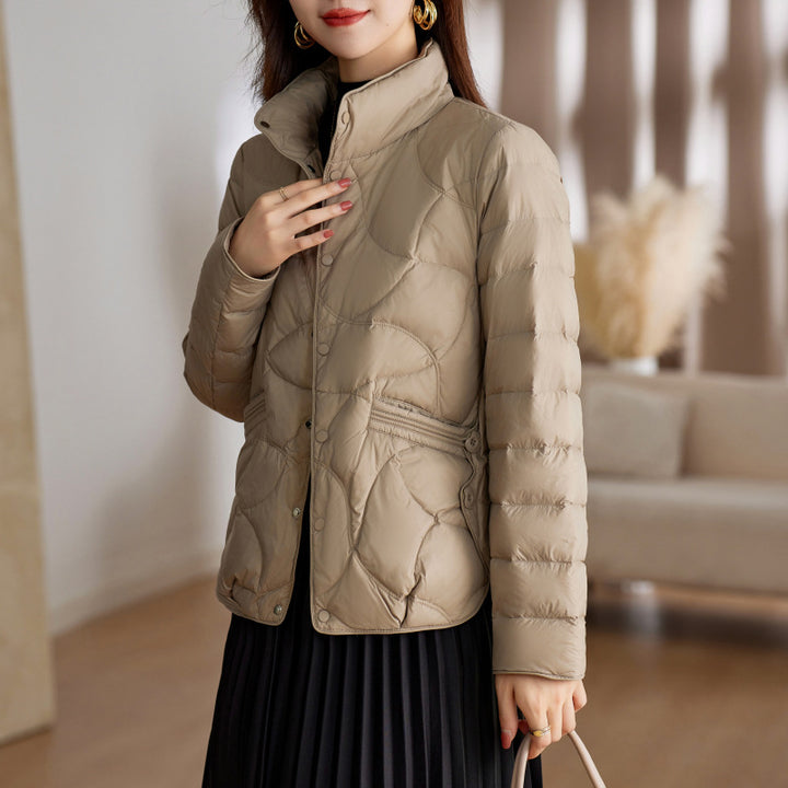 Short women's down jacket, lightweight, stylish