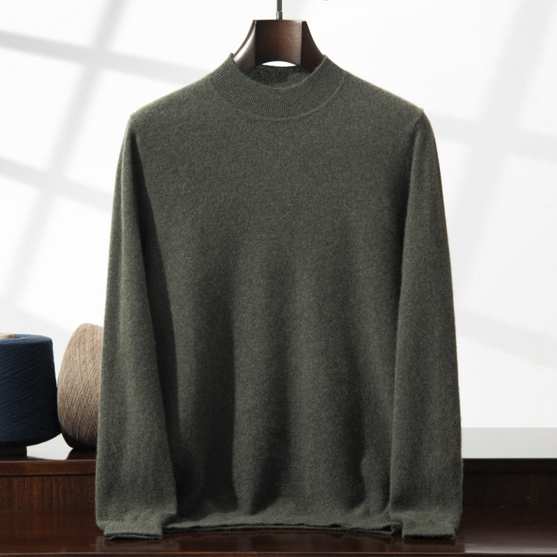 Men's Cashmere Sweater, Stand-Up Collar, Thin