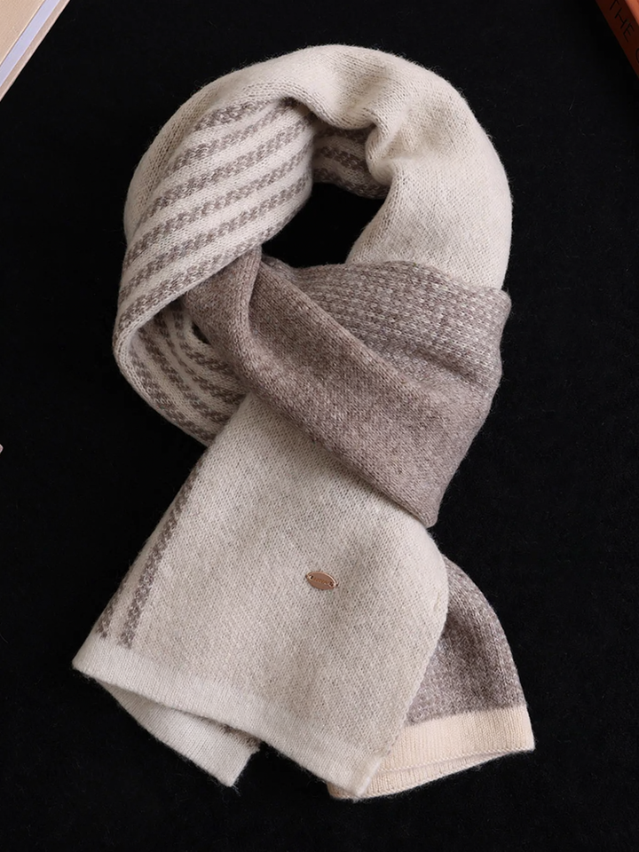 Merino wool scarf in Japanese style, two-tone