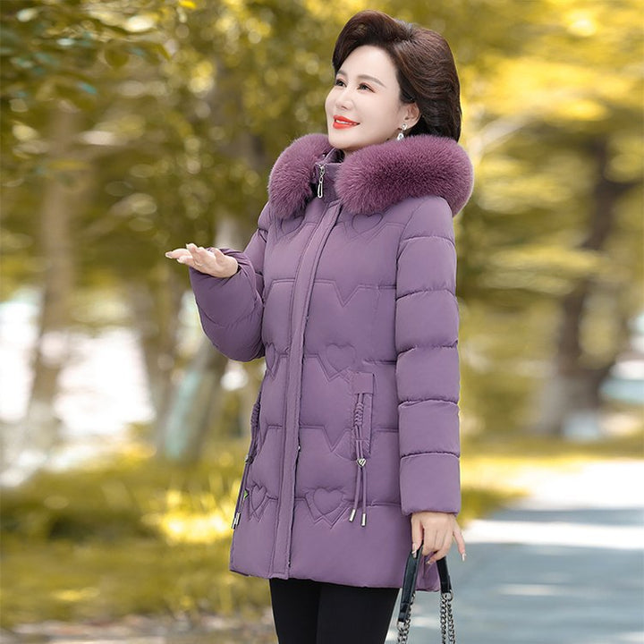 Padded women's winter coat with hood