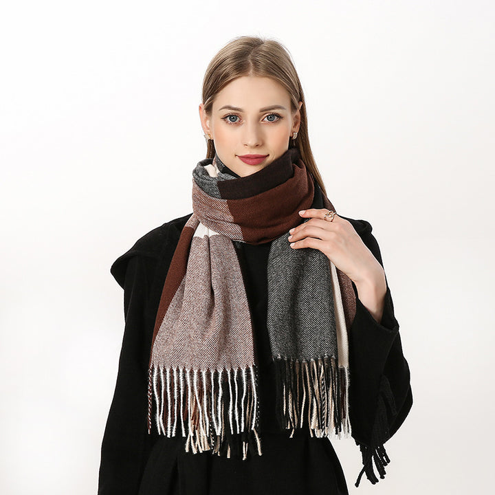 Checkered scarf in cashmere look, 70x200 cm