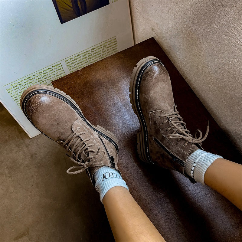 Men's leather boots with side zipper