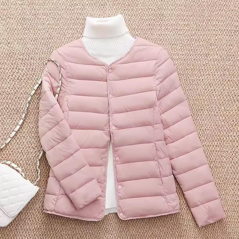 Light women's quilted jacket, short, fitted