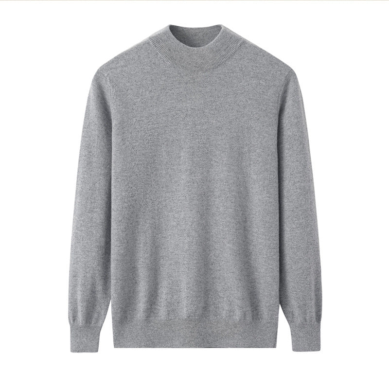 Men's cashmere sweater, stand-up collar, loose fit