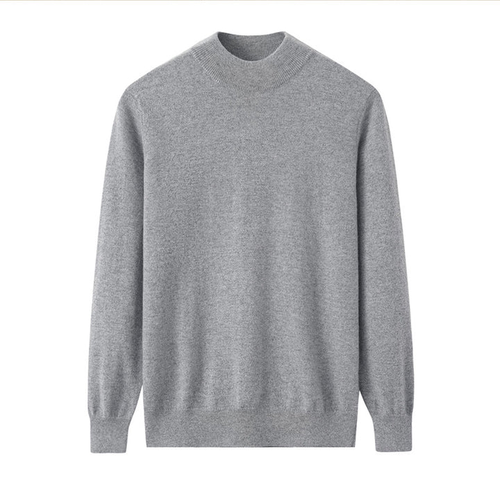 Men's cashmere sweater, stand-up collar, loose fit