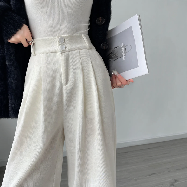 Padded corduroy pants with high waistband