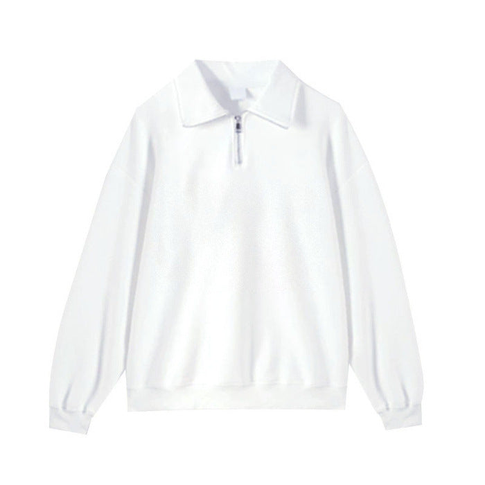 Polo sweatshirt with half zipper, lightweight