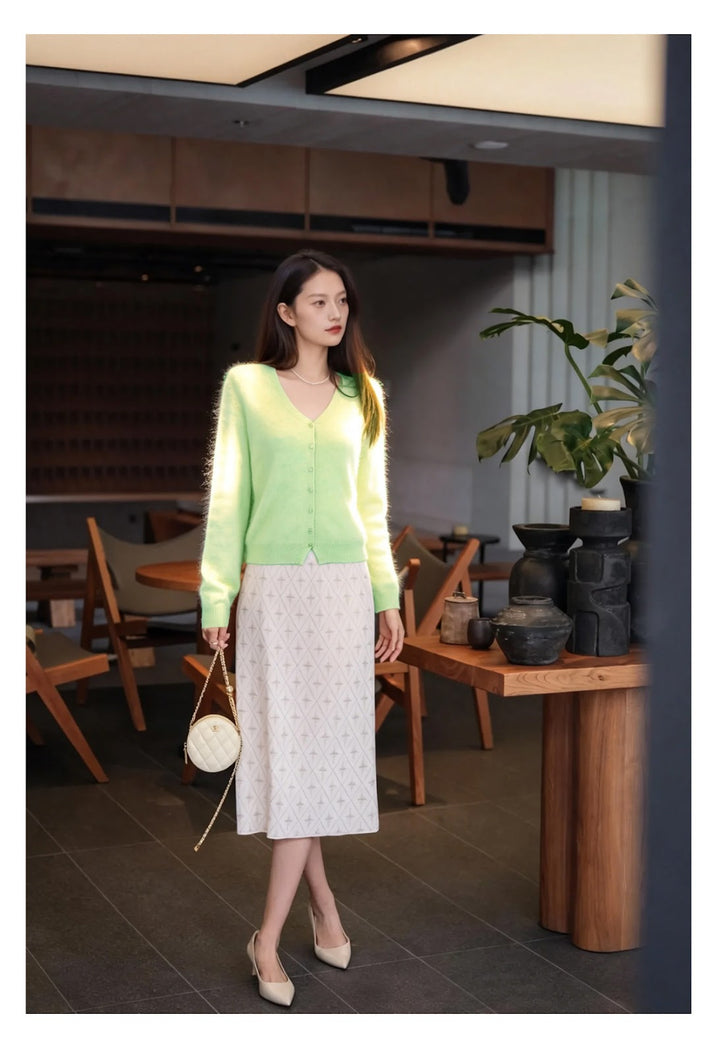 Women's cardigan, round neck, brushed