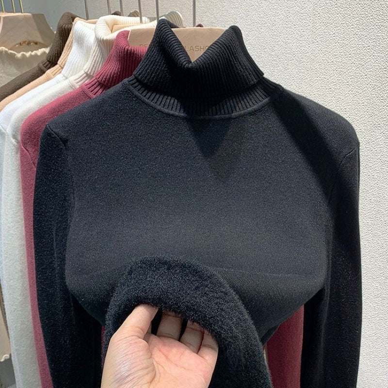 Women's turtleneck sweater, lined, knit