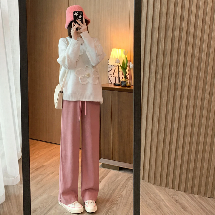 Chenille-Cord-Wide-Pants with High Waist