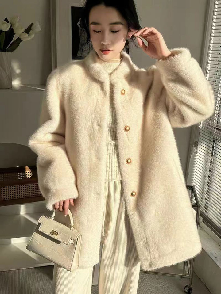 Fluffy faux fur coat in mink look