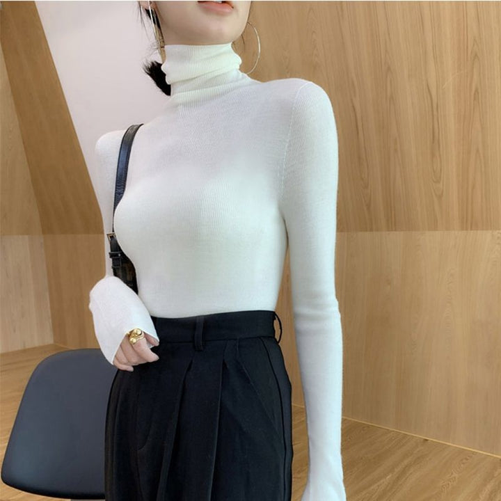 Women's turtleneck sweater, slim fit, long sleeve