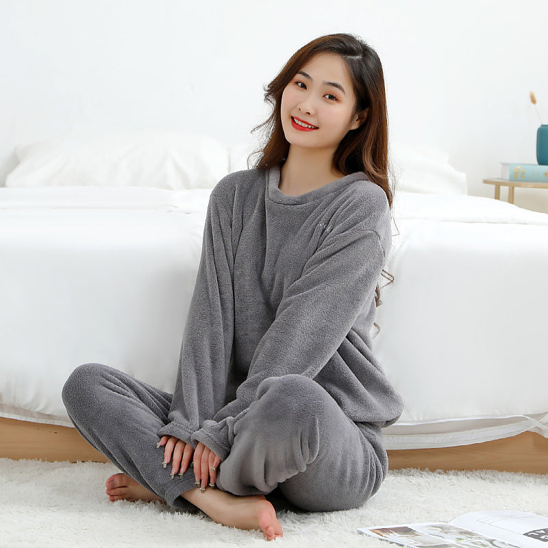 Pair-Pajama-Set, Coral fleece, warm and fashionable