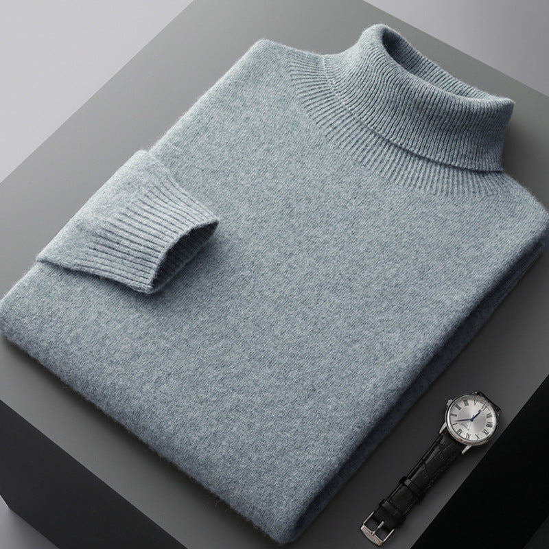 Men's wool pullover, roll neck, 350g, warm