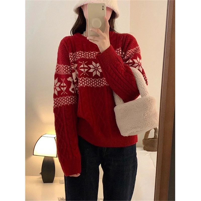 Christmas knit sweater with Fair Isle pattern
