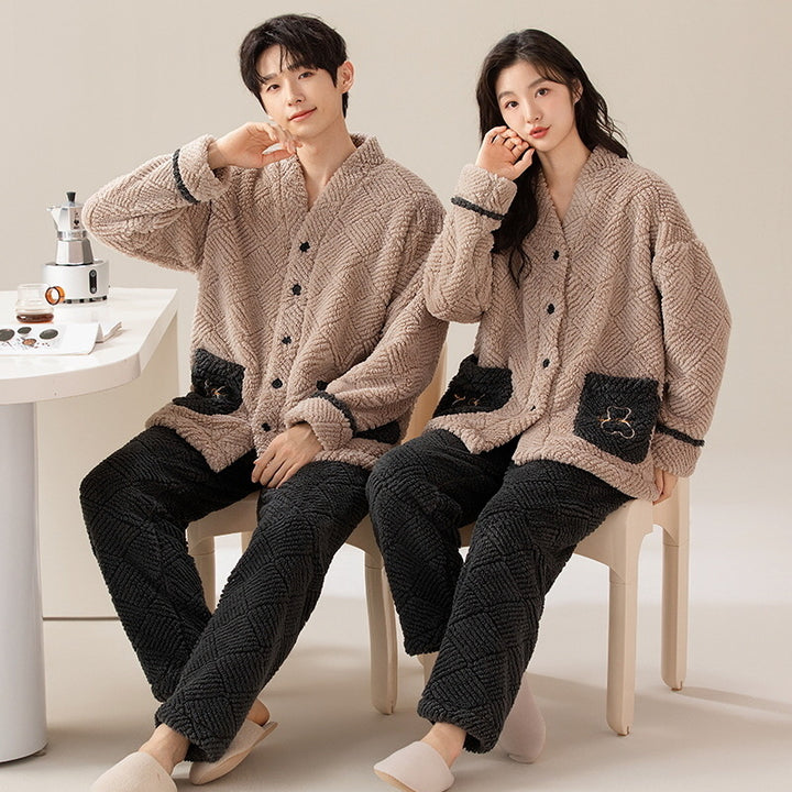 Fluffy flannel loungewear for couples